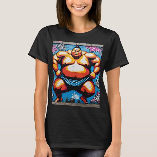 Fighting Sumo Wrestlers: Japanese-Inspired Art T-shirt (Voorkant)