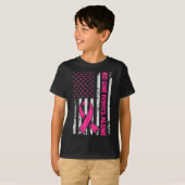 Fights Breast Cancer Alone Us Flag Nk Ribbon T-shirt (Voorkant volledig)