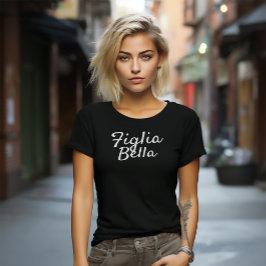 Figlia Bella Italy Daughter White Script Black T-shirt