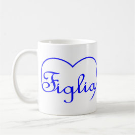 Figlia Daughter Italiaans blauw hart Koffiemok