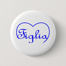 Figlia Daughter Italiaans blauw hart Ronde Button 5,7 Cm