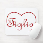 Figlia Daughter Italy red hart Muismat (Met muis)