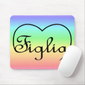 Figlia Daughter Italy regenbooghart Muismat (Met muis)