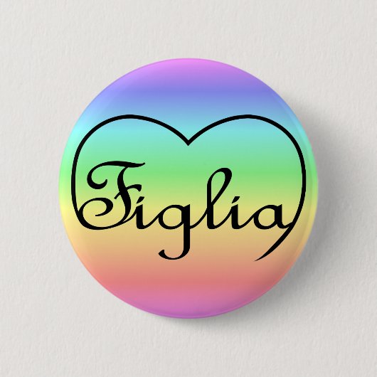 Figlia Daughter Italy regenbooghart Ronde Button 5,7 Cm (Voorkant)