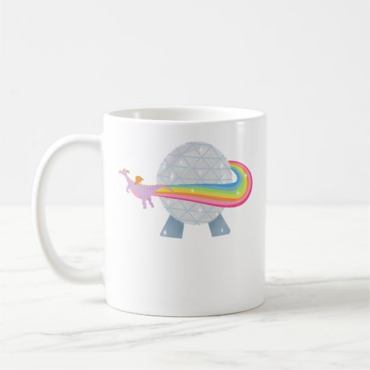 Figment die rond de Epcot-bal vliegt met regenboog Koffiemok (Links)