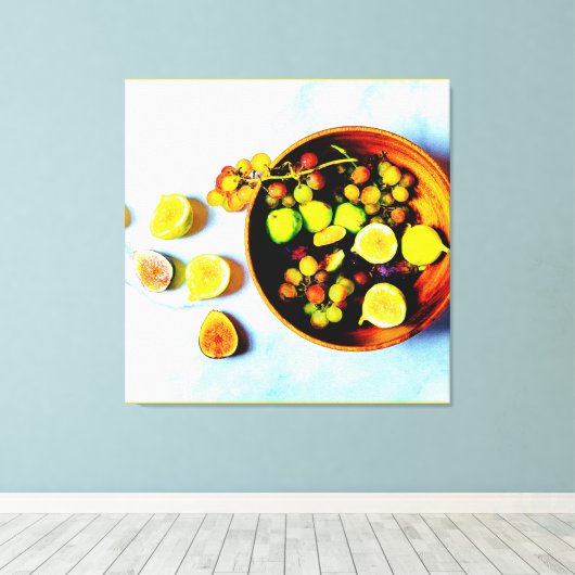 "Figs and Grapes Fruits" bevestigen foto. Bestel n Canvas Afdruk (Insitu (Houten vloer))