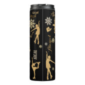 "Figue Skating" gouden gepersonaliseerde silhoutte Thermosbeker (Achterkant)