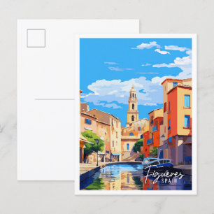 Figueres Spanje vintage reisillustratie Briefkaart