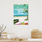 Figueretas Beach Ibiza strandposter Poster (Keuken)