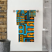 Figuratief Abstract Bold Blauw Sinaasappel Bad Handdoek