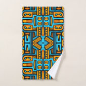 Figuratief Abstract Bold Blauw Sinaasappel Bad Handdoek (Handdoek)