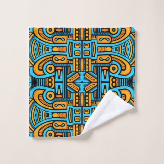 Figuratief Abstract Bold Blauw Sinaasappel Bad Handdoek (Wasdoekje)
