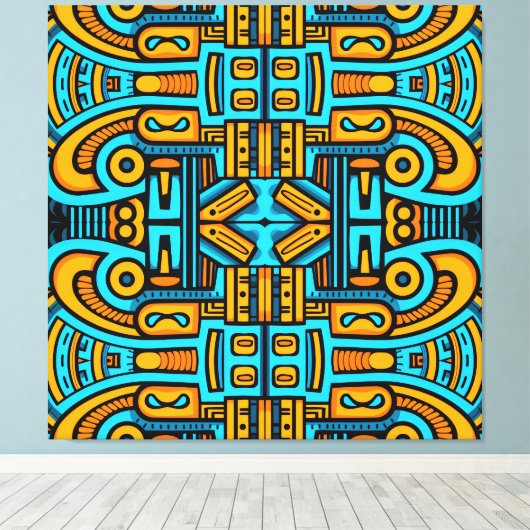 Figuratief Abstract Bold Blauw Sinaasappel Canvas Afdruk (Insitu (Houten vloer))