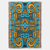 Figuratief Abstract Bold Blauw Sinaasappel Deken (Voorkant Verticaal)