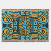 Figuratief Abstract Bold Blauw Sinaasappel Deken (Voorkant)