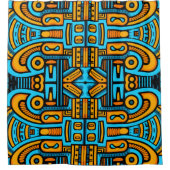 Figuratief Abstract Bold Blauw Sinaasappel Douchegordijn (Voorkant)