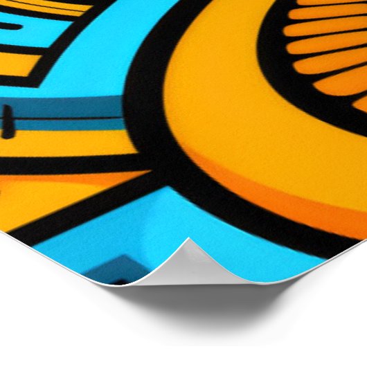 Figuratief Abstract Bold Blauw Sinaasappel Poster (Hoek)