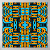 Figuratief Abstract Bold Blauw Sinaasappel Poster (Voorkant)