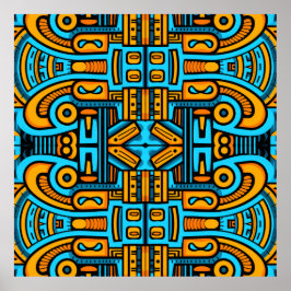 Figuratief Abstract Bold Blauw Sinaasappel Poster