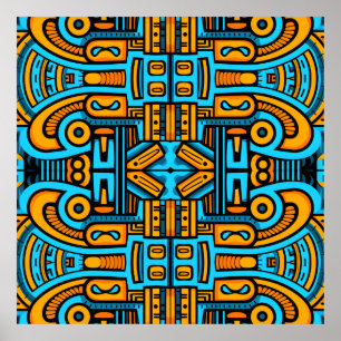Figuratief Abstract Bold Blauw Sinaasappel Poster