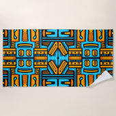 Figuratief Abstract Bold Blauw Sinaasappel Strandlaken (Voorkant)