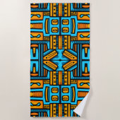 Figuratief Abstract Bold Blauw Sinaasappel Strandlaken (Voorkant)