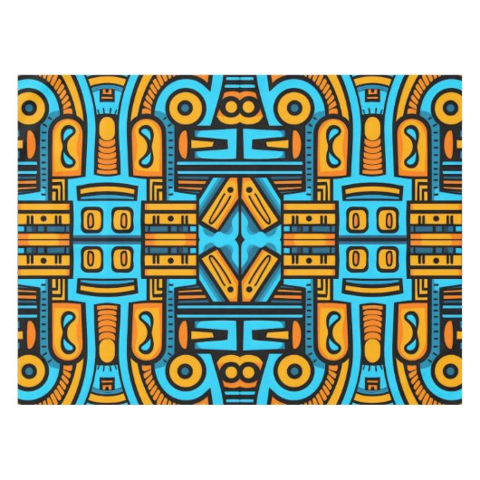 Figuratief Abstract Bold Blauw Sinaasappel Tafelkleed (Voorkant (Horizontaal))