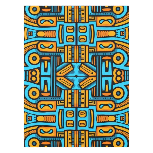 Figuratief Abstract Bold Blauw Sinaasappel Tafelkleed (Voorkant)