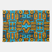 Figuratief Abstract Bold Blauw Sinaasappel Theedoek (Horizontaal)