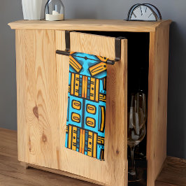 Figuratief Abstract Bold Blauw Sinaasappel Theedoek