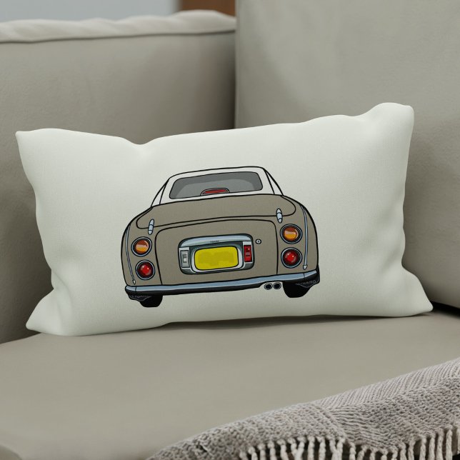 Figuraties Topaz Mist Figaro Car Plaid Silhouette Kussen (A fun topaz figgy lumbar pillow for your car or home. You can easily change the background colour)