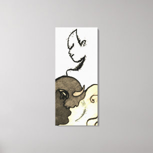 Figurative Native American en Buffalo Canvas Afdruk