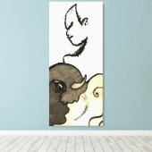 Figurative Native American en Buffalo Canvas Afdruk (Insitu (Houten vloer))