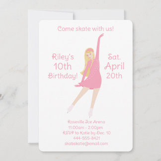 Figure Skater Invitation (Pink) Kaart