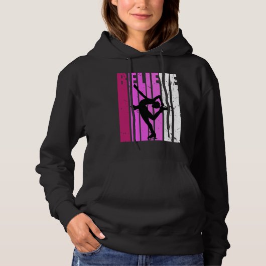 Figure Skates Ice Skating Pink Team Fan Believe Mo Hoodie (Voorkant)