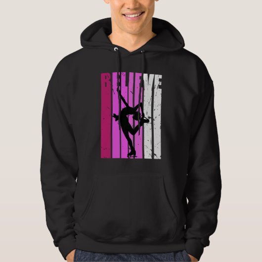 Figure Skates Ice Skating Pink Team Fan Believe Mo Hoodie (Voorkant)