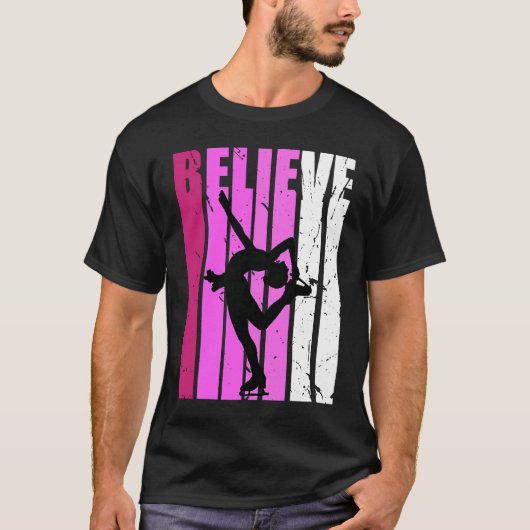 Figure Skates Ice Skating Pink Team Fan Believe Mo T-shirt (Voorkant)