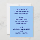 FIGURE SKING ARTITY INVITATION ~ BIRTHDAY OF KAART (Achterkant)