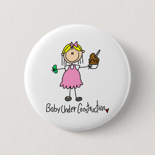 Figuur Baby onder constructie Ronde Button 5,7 Cm