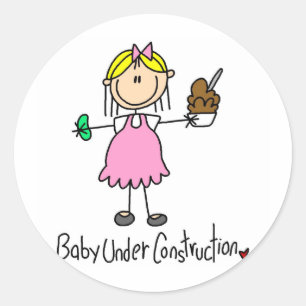 Figuur Baby onder constructie Ronde Sticker