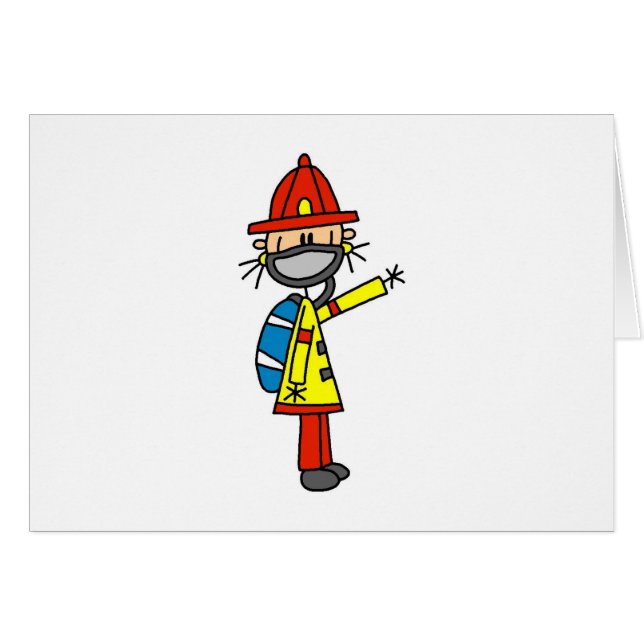 Figuur brandweerman met maskerkaart (Voorkant Horizontaal)