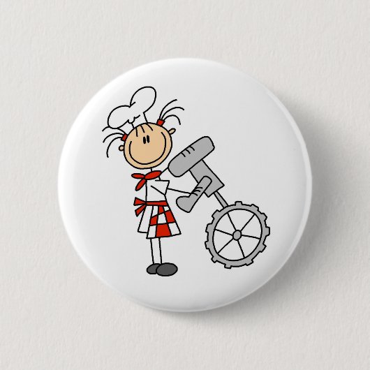 Figuur Chef met mixer-Buttonnen Ronde Button 5,7 Cm (Voorkant)