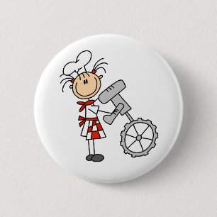 Figuur Chef met mixer-Buttonnen Ronde Button 5,7 Cm