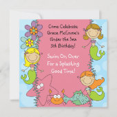 Figuur Mermaid Aangepaste uitnodiging van de Dag v (Voorkant)