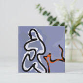 Figuur met Feline: Abstract Blauw, Sinaasappel, B (Staand voorkant)