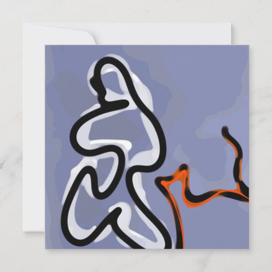 Figuur met Feline: Abstract Blauw, Sinaasappel, B (Voorkant)
