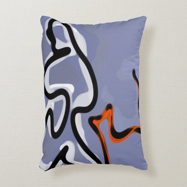 Figuur met Feline: Abstract Blauw, Sinaasappel, B  Accent Kussen (Voorkant(Verticaal))