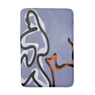 Figuur met Feline: Abstract Blauw, Sinaasappel, B Badmat