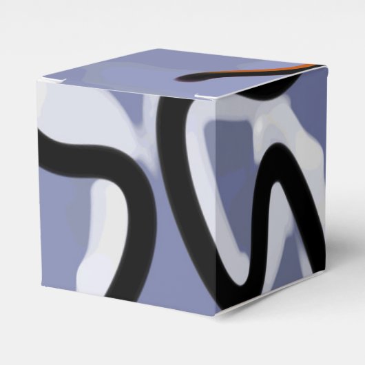 Figuur met Feline: Abstract Blauw, Sinaasappel, B Bedankdoosjes (Voorkant Zijde)