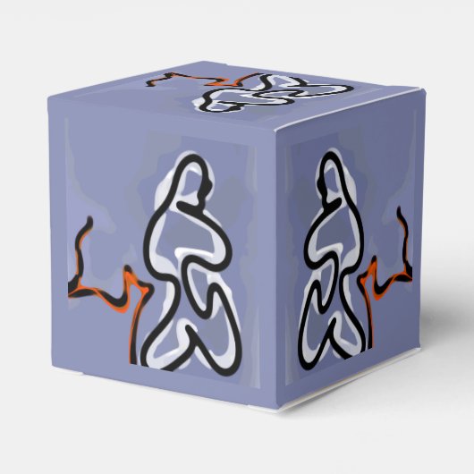 Figuur met Feline: Abstract Blauw, Sinaasappel, B Bedankdoosjes (Achterkant)